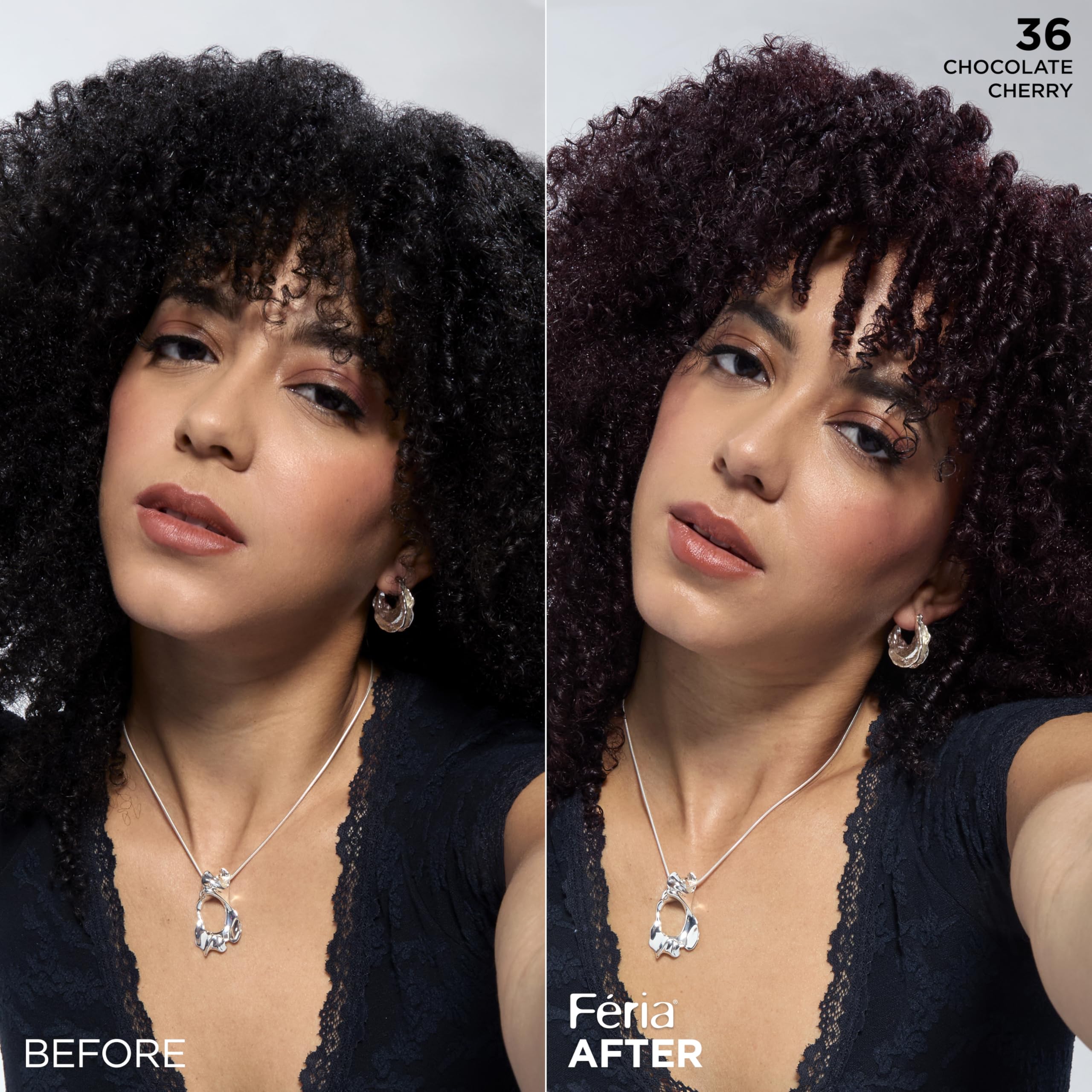 L'Oreal Paris Feria Multi-Faceted Shimmering Permanent Hair Color, 36 (Chocolate Cherry) Deep Burgundy Brown, Pack of 1 Hair Dye Kit